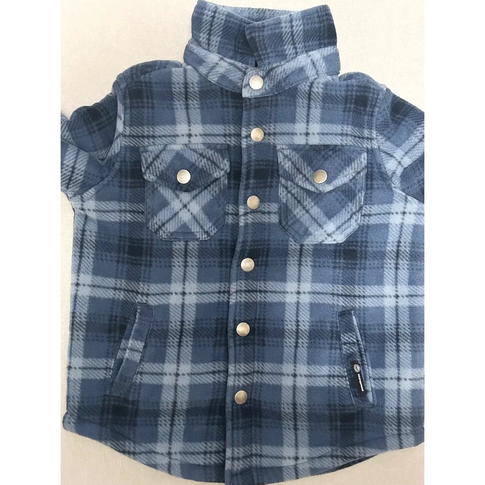Weatherproof Boys Blue Plaid Sherpa Lined Fleece Shirt Jacket Shacket Size 4/5